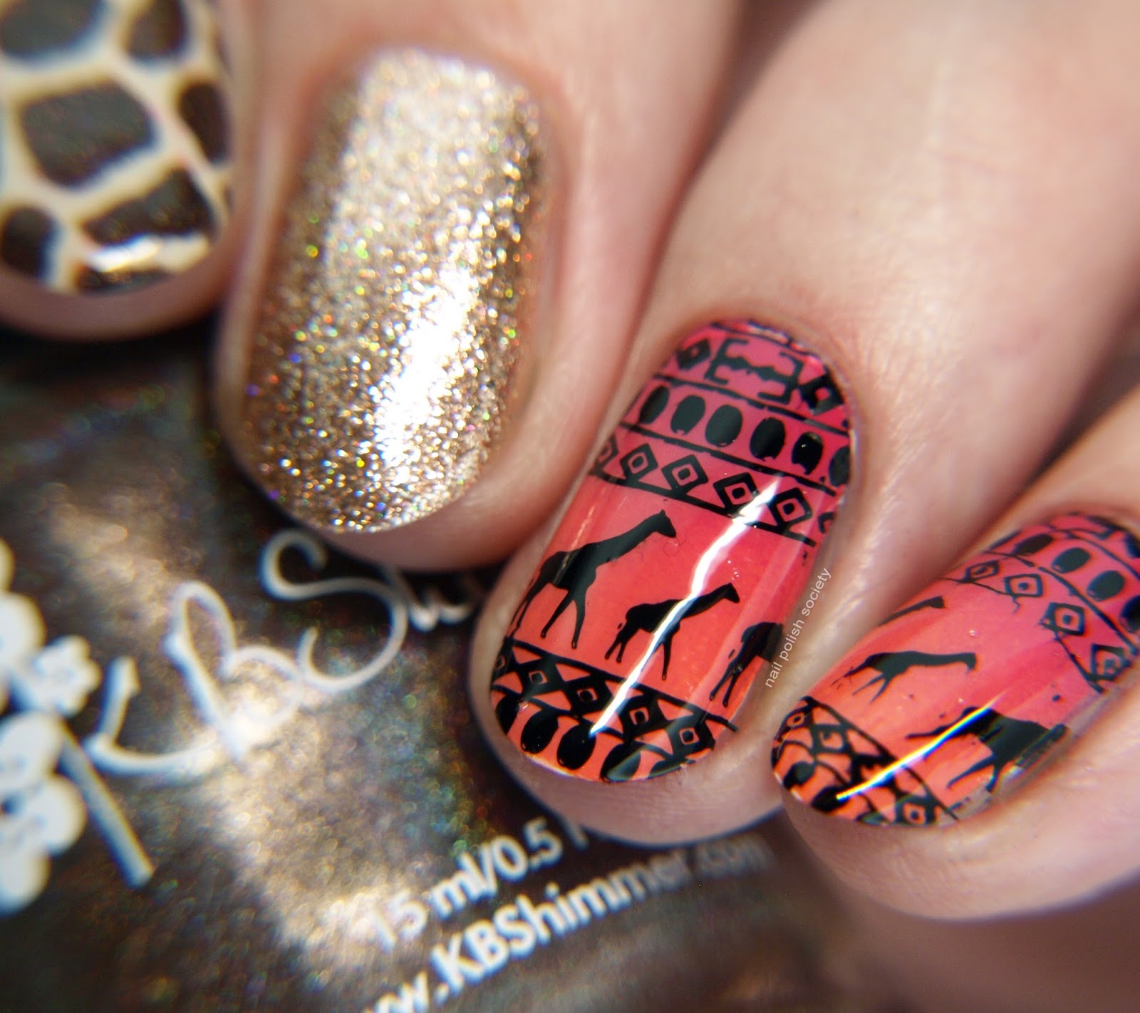 Nail Polish Society Giraffe Themed Nail Art With KBShimmer Polishes