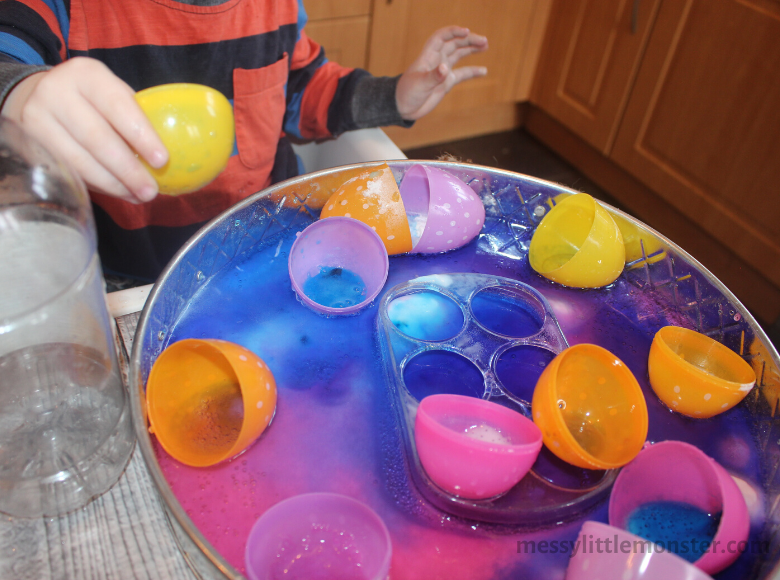 Fizzy Egg Baking Soda and Vinegar Reaction Messy Little Monster