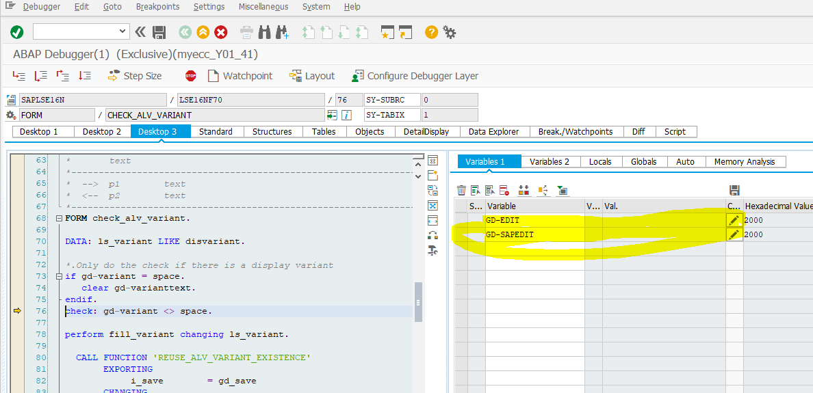How to change records in SAP using debug mode