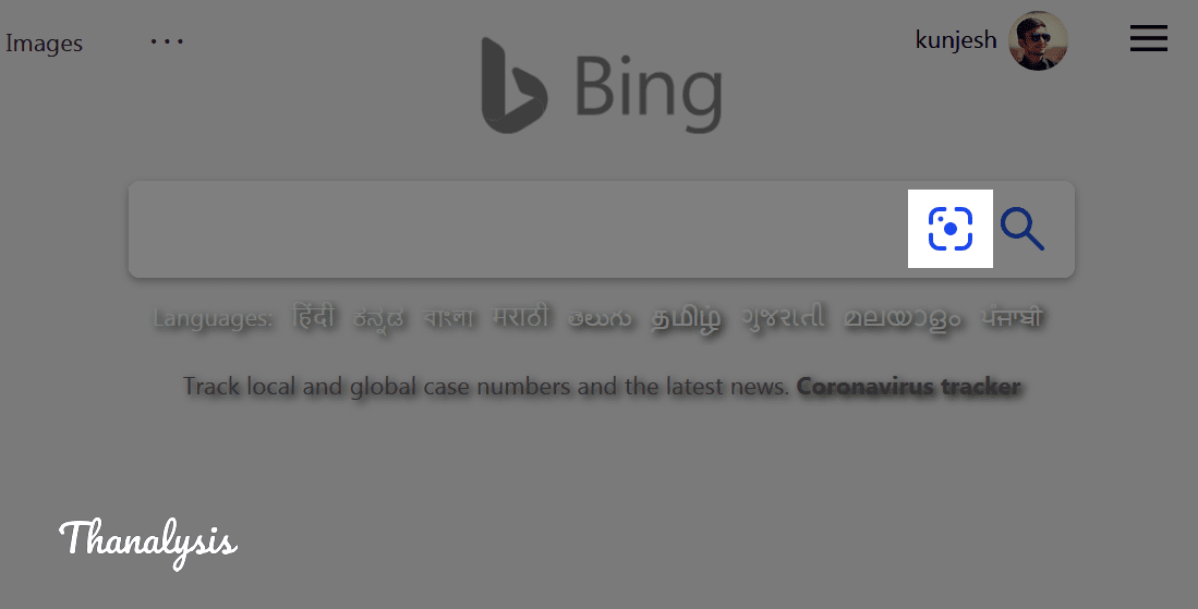 Click on the lens icon to do reverse search image using Bing.