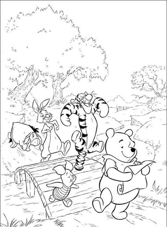 Tranh cho bé tô màu gấu Pooh 33