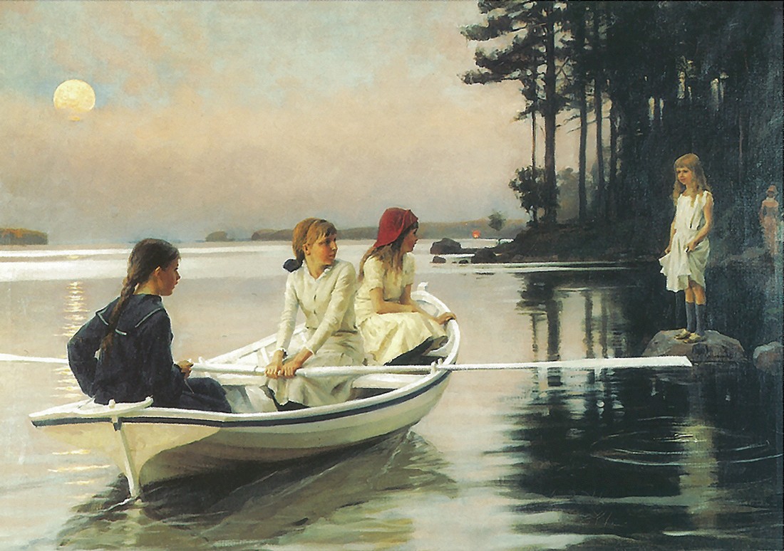 В лодке писатель. Albert Gustaf Aristides Edelfelt (1854–1905). Albert Edelfelt художник.