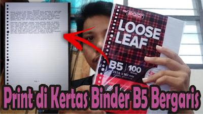 cara print di kertas binder b5 bergaris