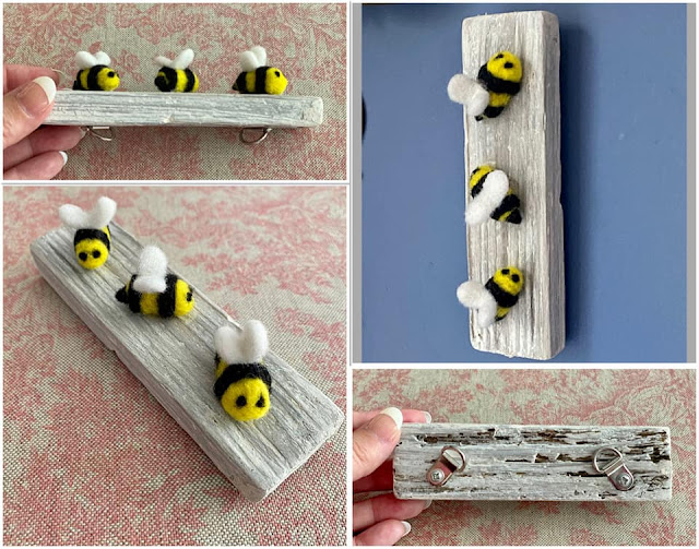 needlefelt bumble bee wall hanging