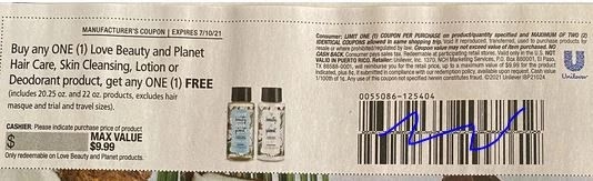 coupon from coupon insert Love Beauty and Planet Hair Care coupon bogo free