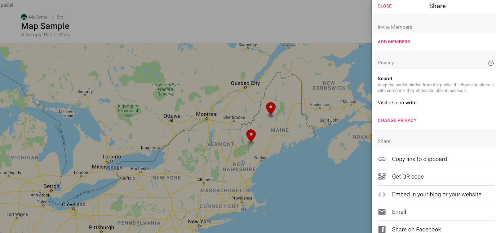 Free Technology for Teachers Collaboratively Create Maps on Padlet