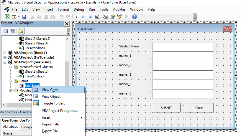 Creating a userform in Excel - VBA | Shubu
