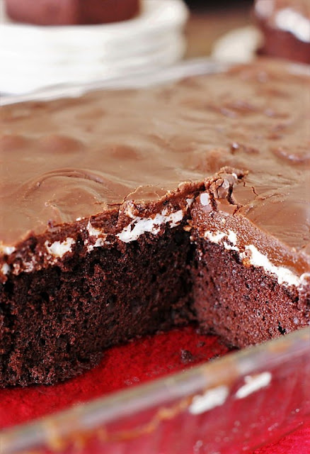 Marshmallow Chocolate Cake In Baking Pan Image