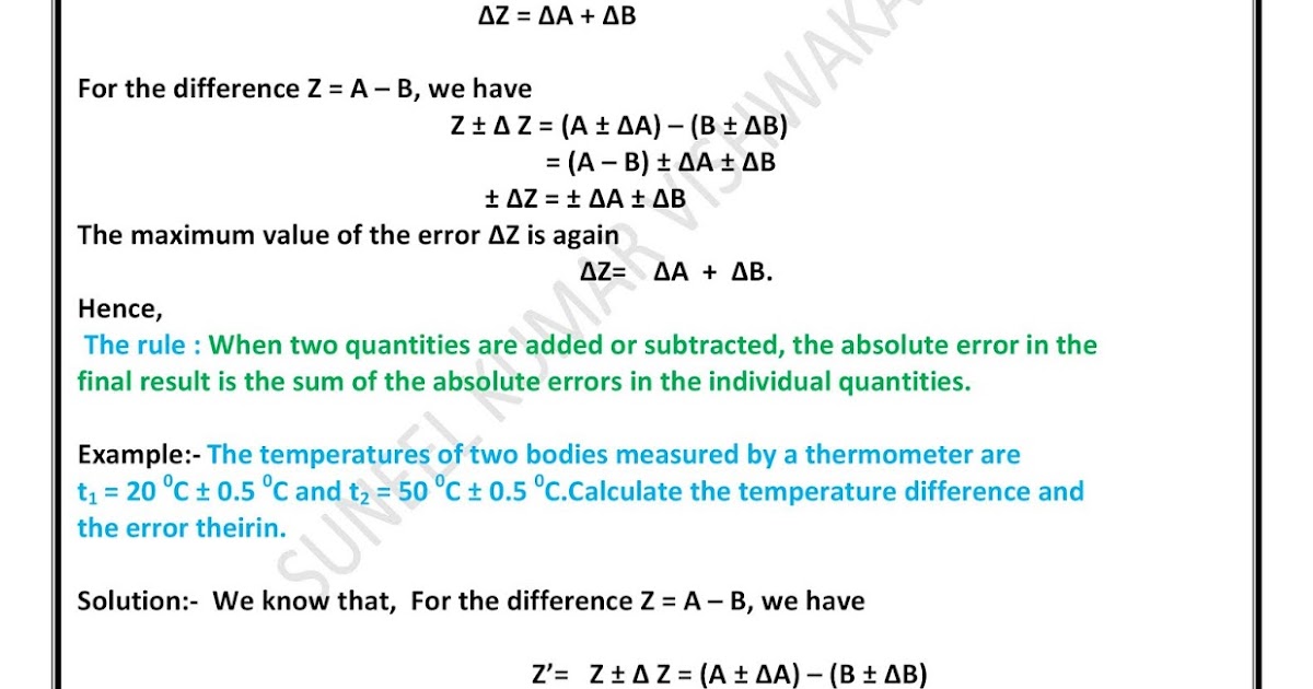 Combination of Errors