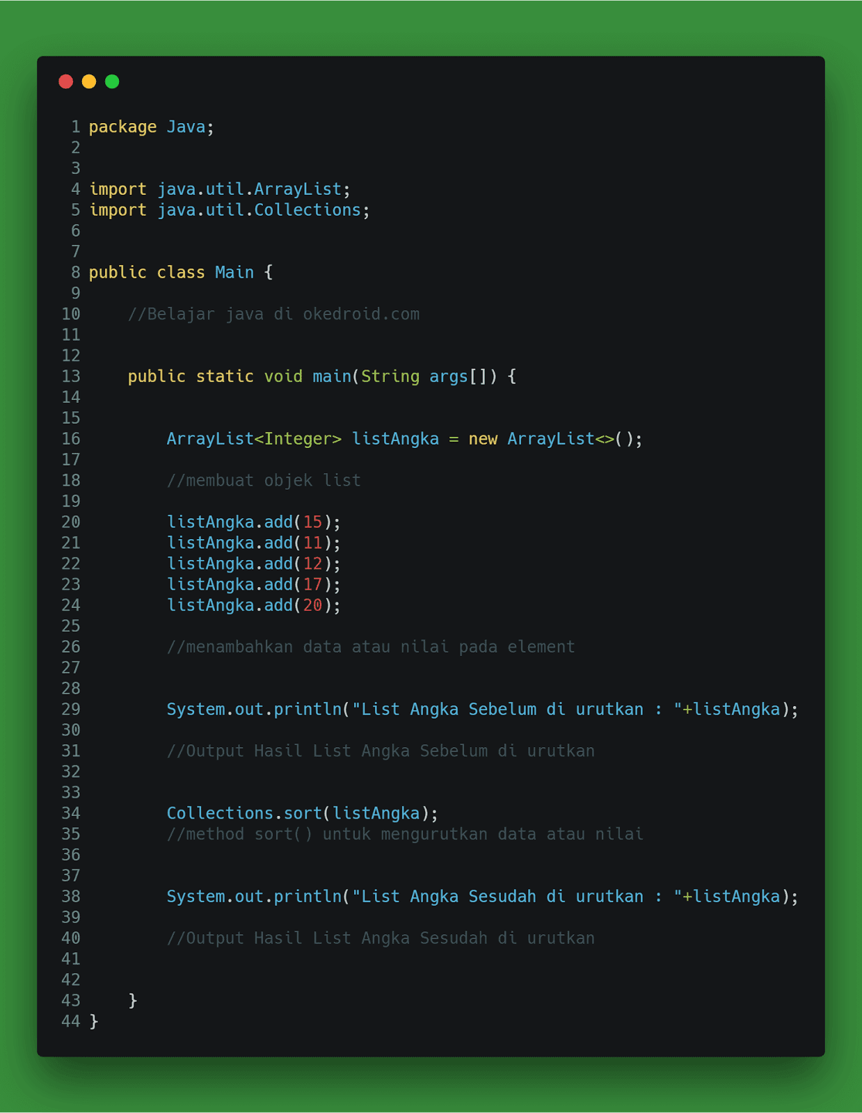 Belajar Mengurutkan (Sorting) List Pada Aktivitas Java - Java Media Kita