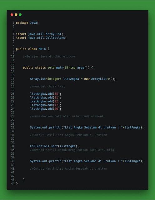 Belajar Mengurutkan (Sorting) List Pada Aktivitas Java - Java Media Kita