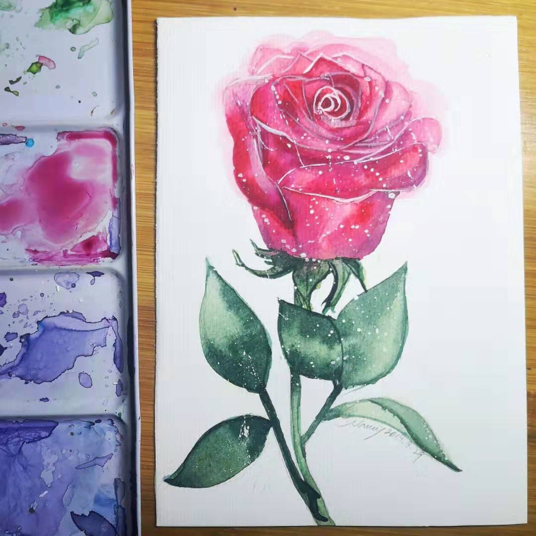 How to paint a rose in watercolor