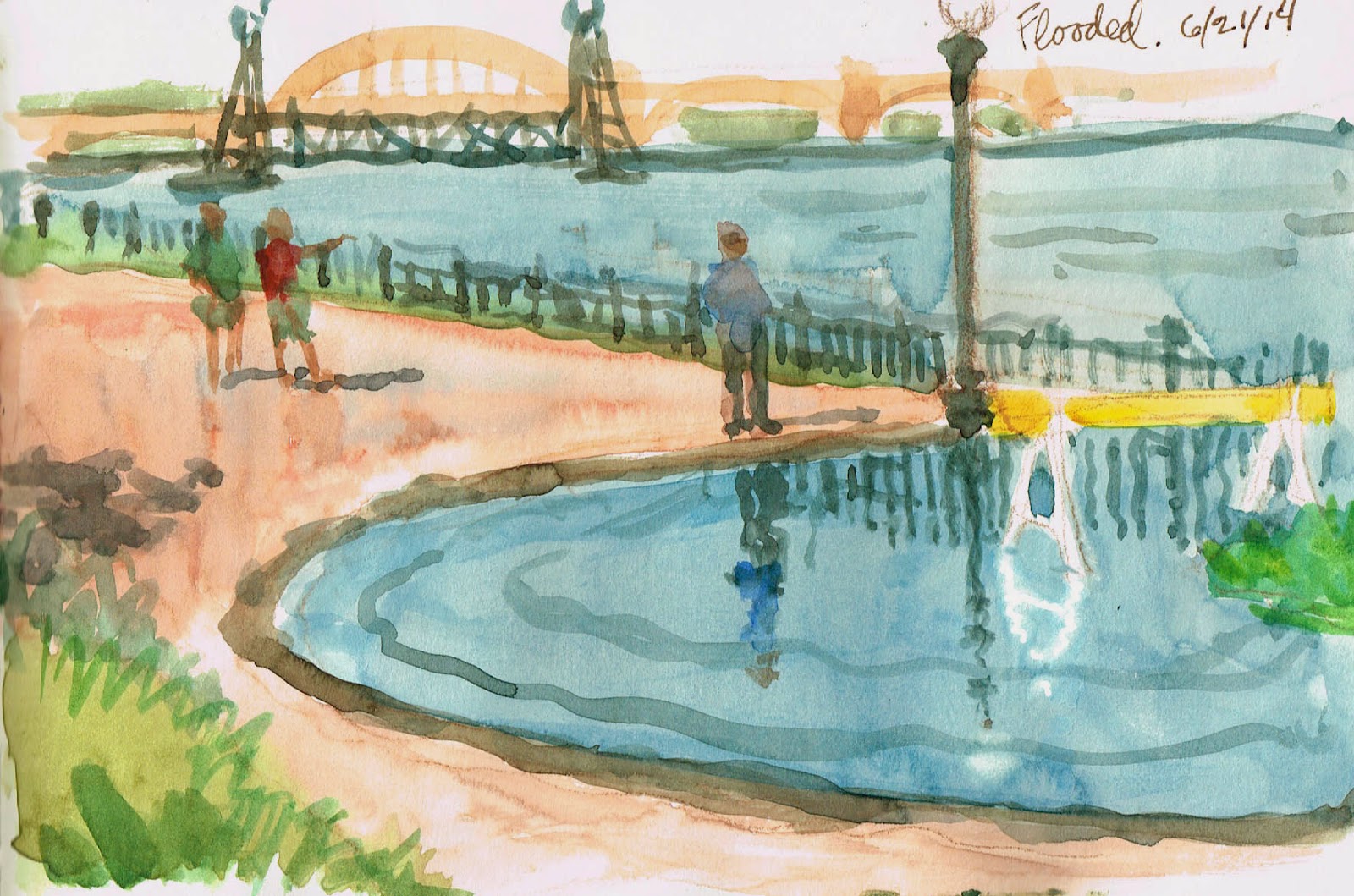 Urban Sketchers Twin Cities Sketches of Flooding in Saint