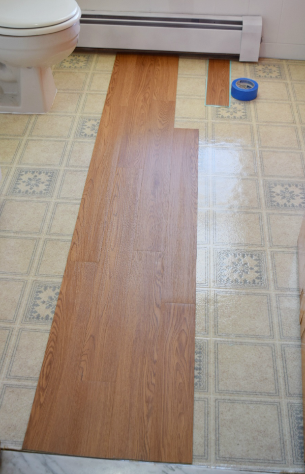 More to Mrs. E How to Install PeelAndStick Vinyl Tile in the Bathroom