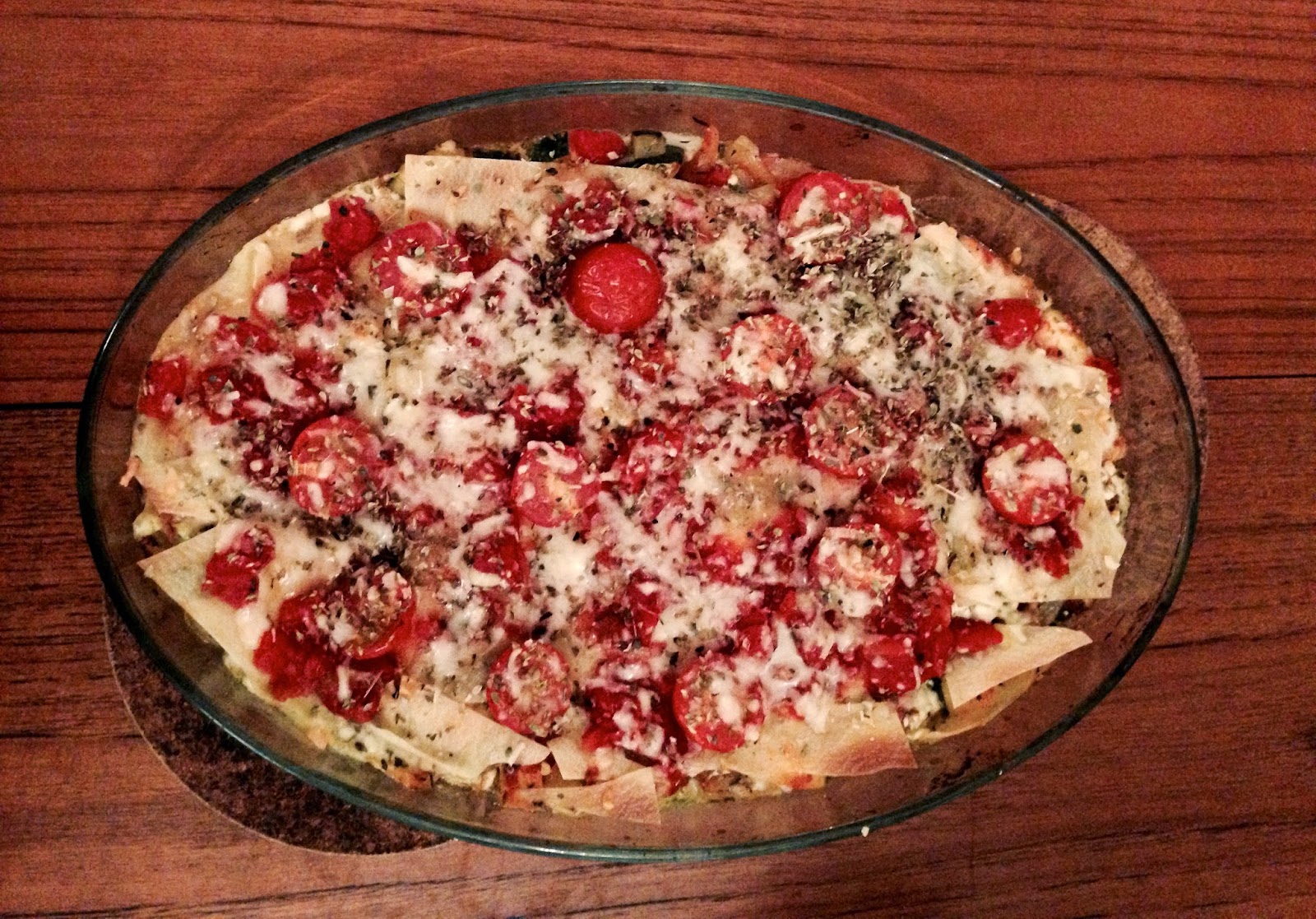 Vegetarisk lasagne med keso och pesto