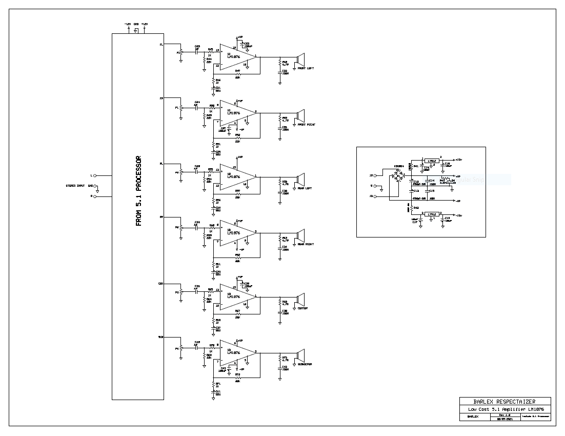 Low-Cost 5.1 Power Amplifier - Electronic Circuit