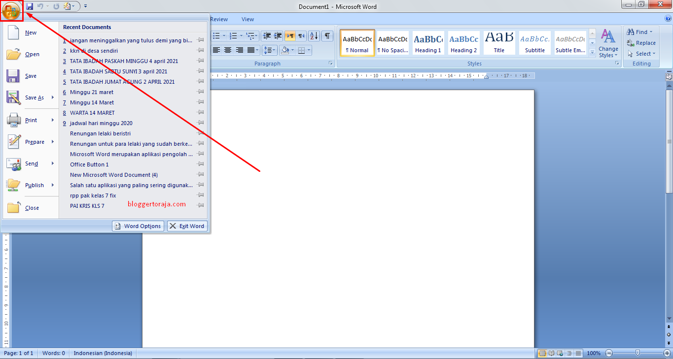 Letak Office Button Di Word Excel Dan Powerpoint