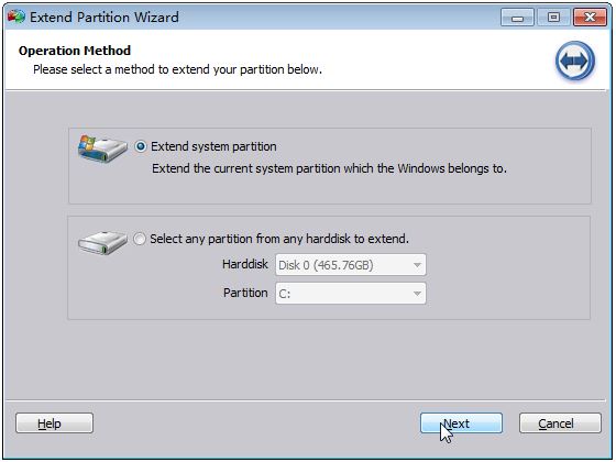 AOMEI extend partition wizard