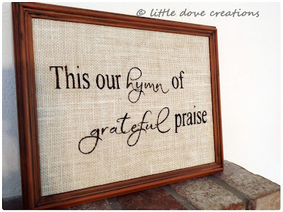 "grateful praise" painted burlap sign