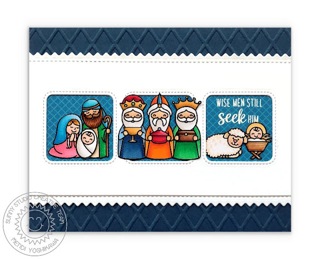Sunny Studio Blog: Wise Men Still Seek Him Nativity Scene Handmade Holiday Christmas Card (using Holy Night Stamps, Window Trio Square Dies, Slimline Basic Border Dies & Dapper Diamonds Embossing Folder) Sunny Studio Blog: Wise Men Still Seek Him Nativity Scene Handmade Holiday Christmas Card (using Holy Night Stamps, Window Trio Square Dies, Slimline Basic Border Dies & Dapper Diamonds Embossing Folder)