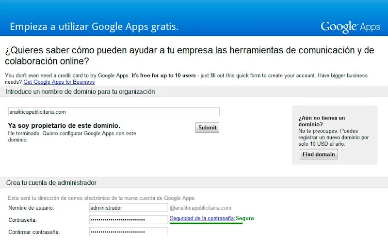 Configurando Google Apps con nuestro dominio