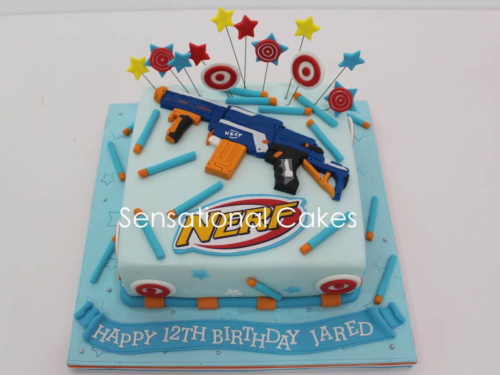 The Sensational Cakes nerf gun theme 3d cake , sugar crafted gun and