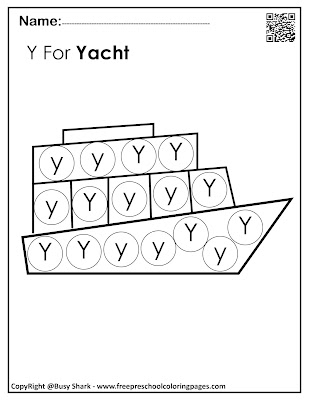 Letter Y dot markers free preschool coloring pages ,learn alphabet ABC for toddlers