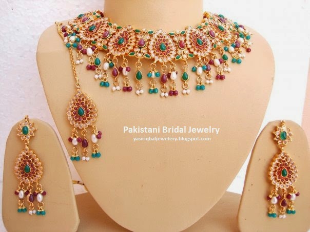 Pakistan Diamond Jewellers: Karachi New Girl Fashion 2014 Wedding Necklace Jewellery 25