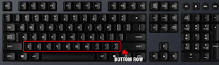 typing speed keyboard showing bottom row