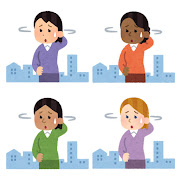 いろいろな道に迷った人のイラスト（女性）