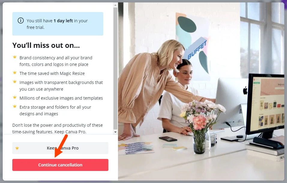 Continue Canva Cancellation