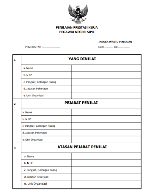 Format Standar Nilai Prestasi Kerja PNS