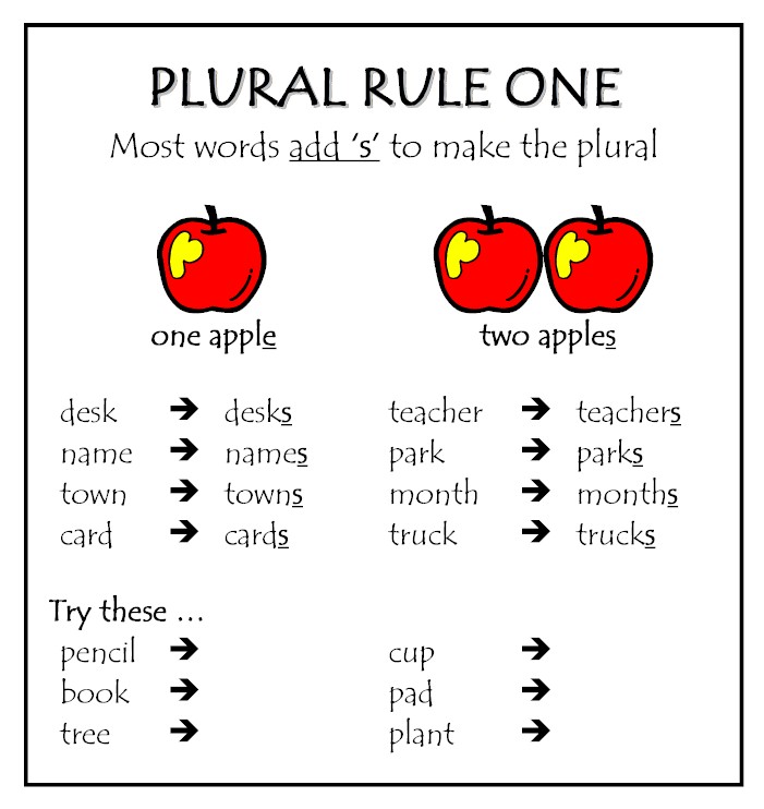Plural Words For Kindergarten