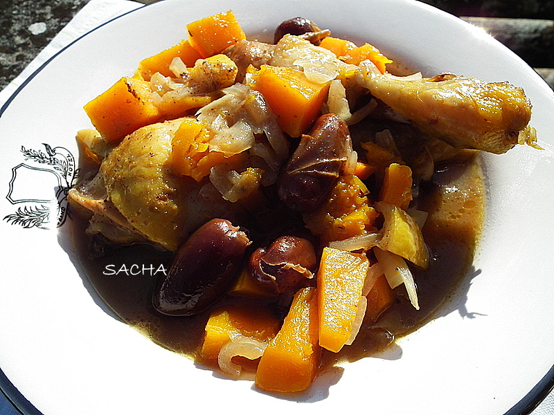 Le journal gourmand de Sacha Tajine de poulet à la butternut et aux