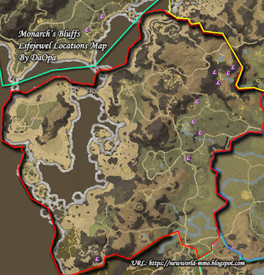 Monarch's Bluffs lifejewel locations map