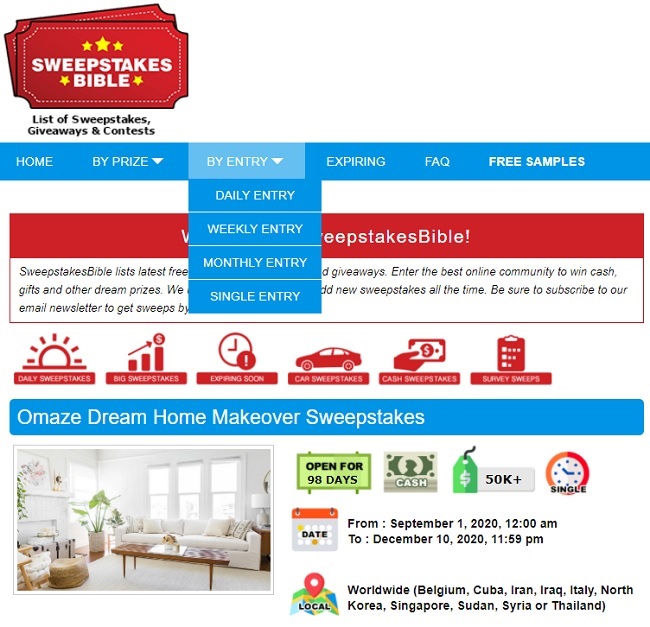 sweepstakes entry types