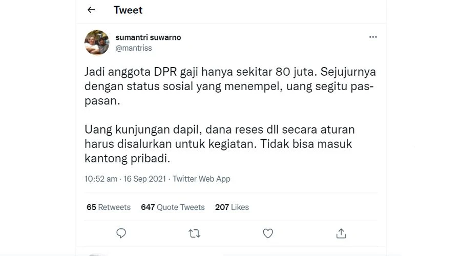 Eks Caleg PDIP Sebut Gaji DPR Puluhan Juta Sebenarnya Jumlah ‘Pas-pasan’, Netizen: Waduh Kasihan Sekali!