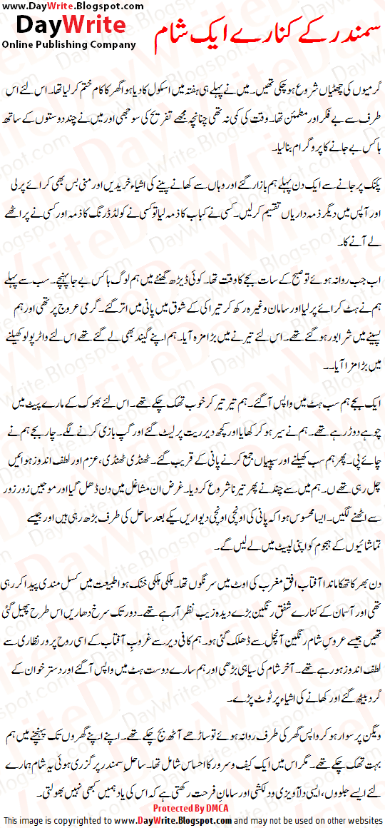 Samandar Ke Kinare Aik Sham Urdu Essay Urdu Edition