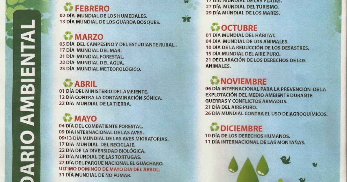 Secretaría De Ambiente Gbz Calendario Ambiental