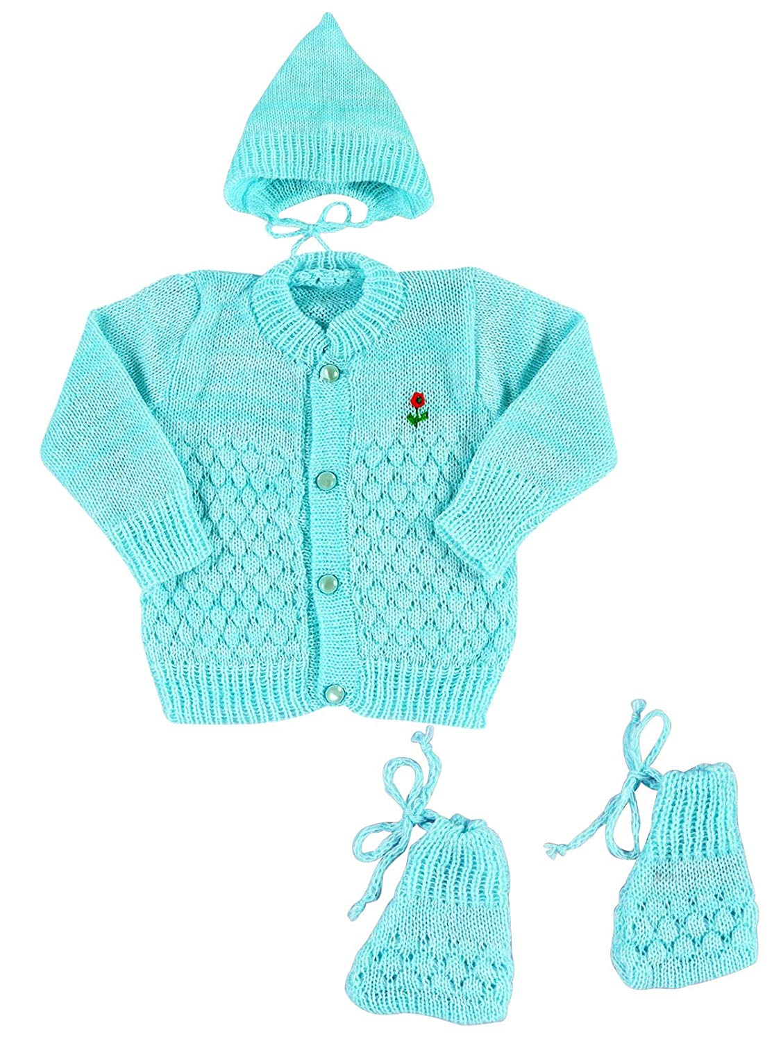 New Born Baby Woolen Knitted Baby Set (3Pcs Suit) Winter Cloths For Baby