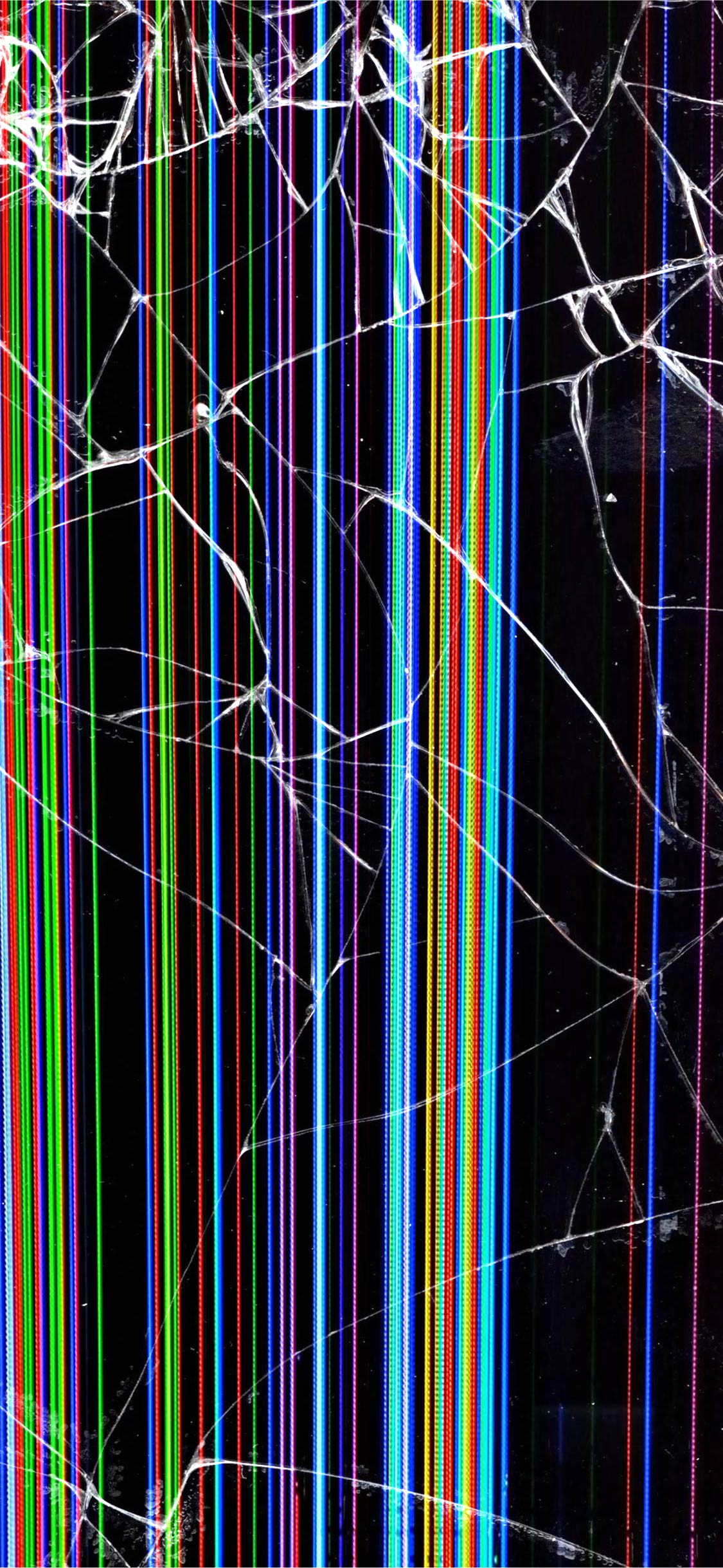 Vertical colored lines in a broken screen prank