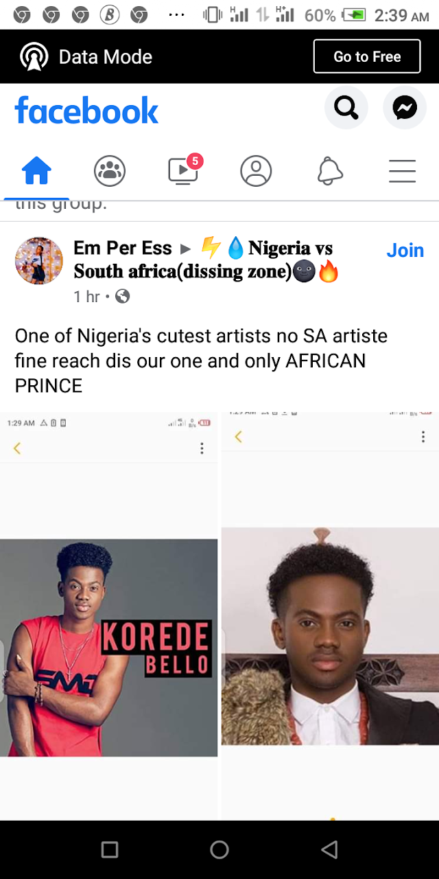 Debate between South Africa and Nigeria as a South African lady rate Korede Bello as the No 1 cutest artist in Nigeria. (PHOTO)