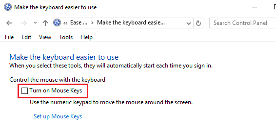 Отключить клавиши мыши
