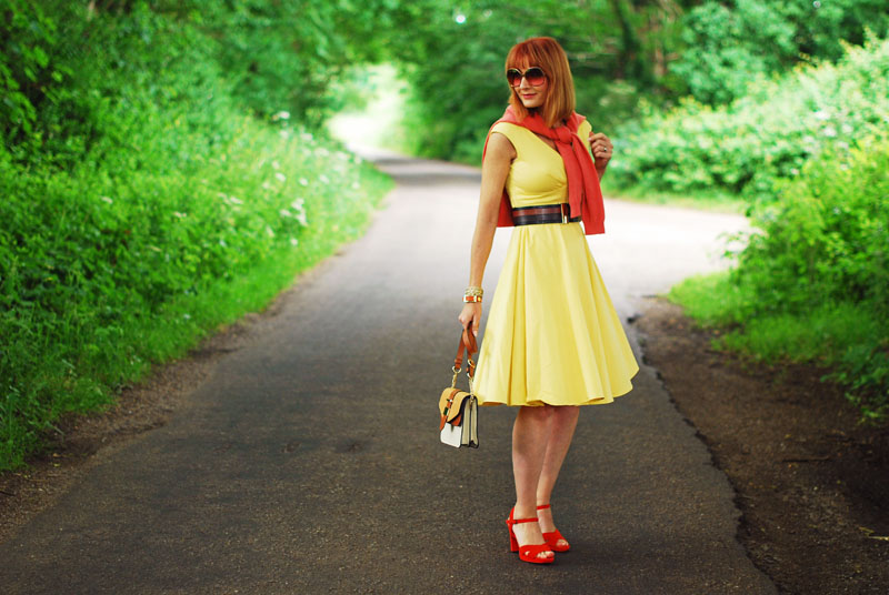 Summer style: Yellow sun dress with orange and coral | Not Dressed As Lamb