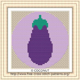 EGGPLANT VEGETABLE ICON, FREE AND EASY PRINTABLE CROSS STITCH PATTERN