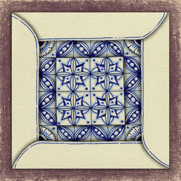 Time for Tangling: Square Button Delft - Inspired by a project by  Marguerite Samama CZT