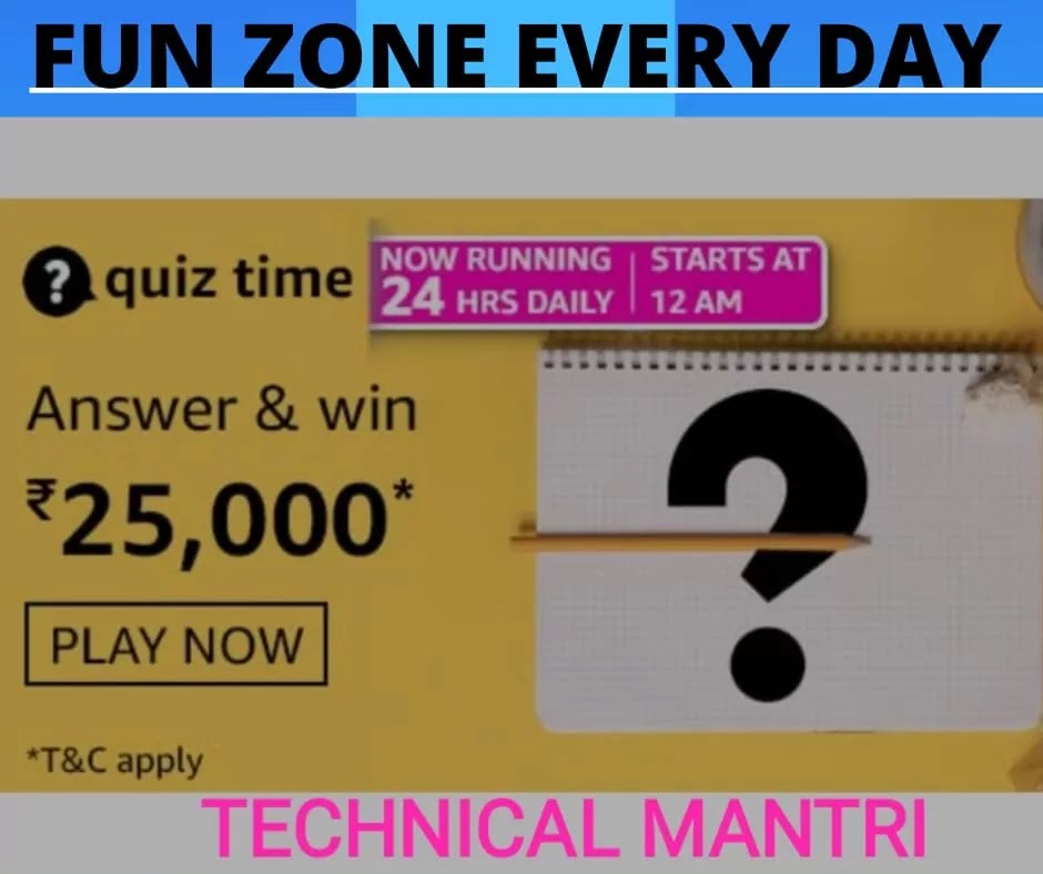 Amazon quiz answers today for 2nd April 2021 : Win 25000