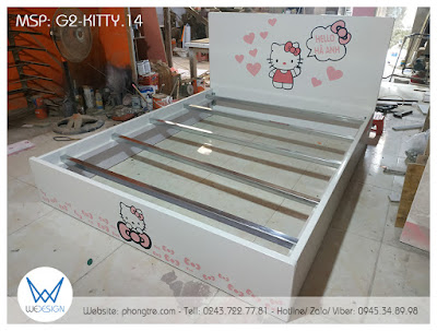Giường ngủ Hello Kitty có trang trí tên bé gái G2-KITTY.14