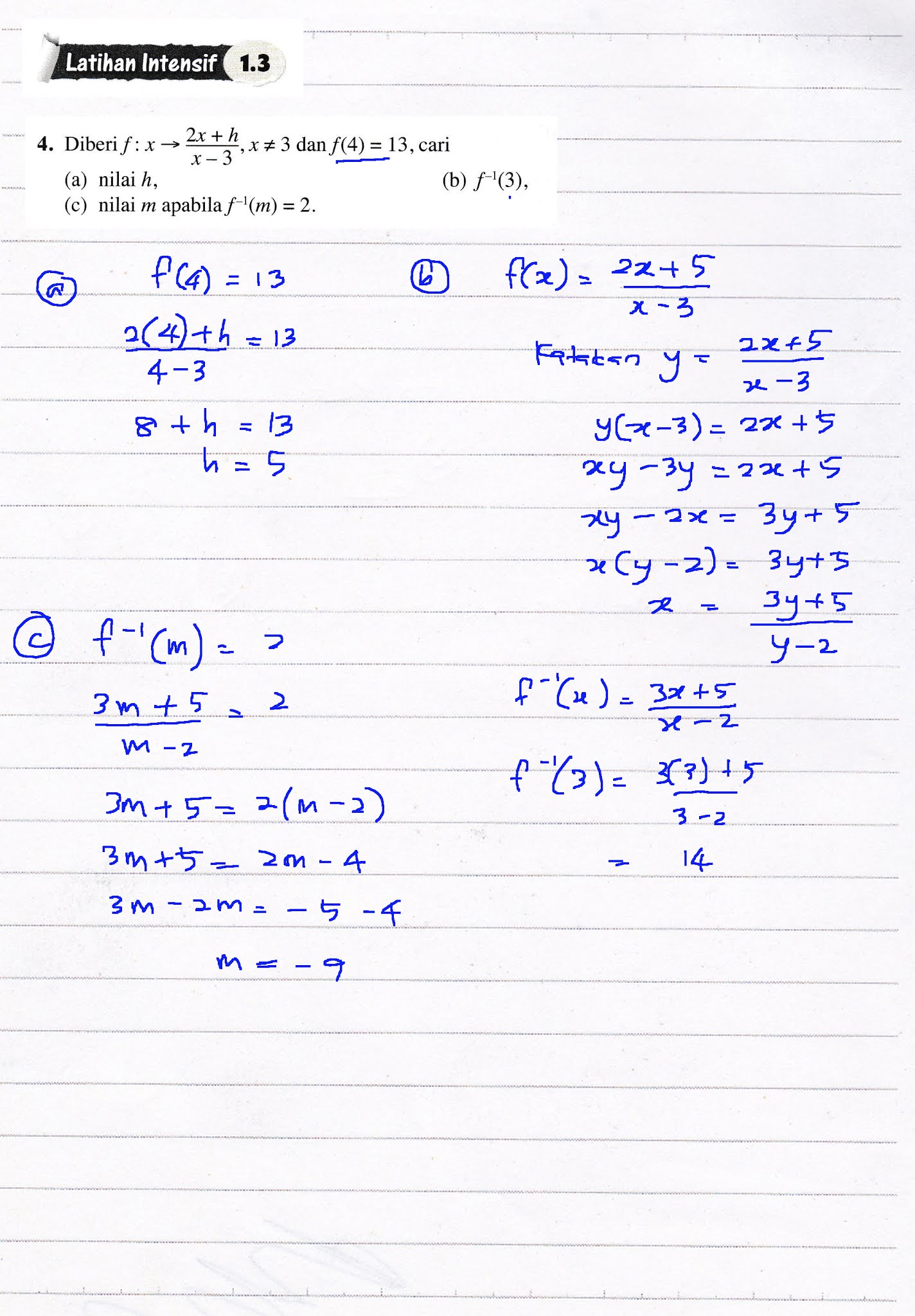 F4 Addmath Latihan Intensif 1.3 Q4 Bab 1 Fungsi Q4