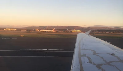 A view of the tarmac from an early morning flight
